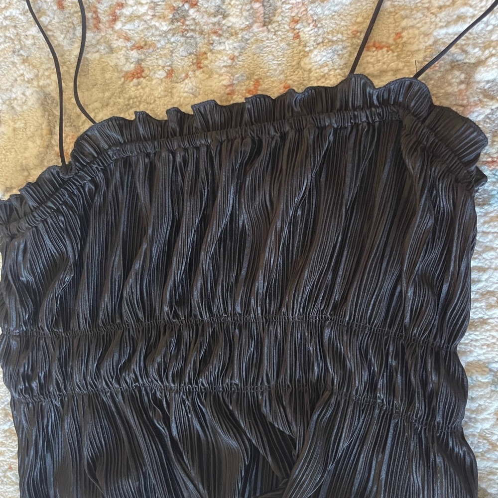 Forever 21 Black Ruffled Spaghetti Strap Top